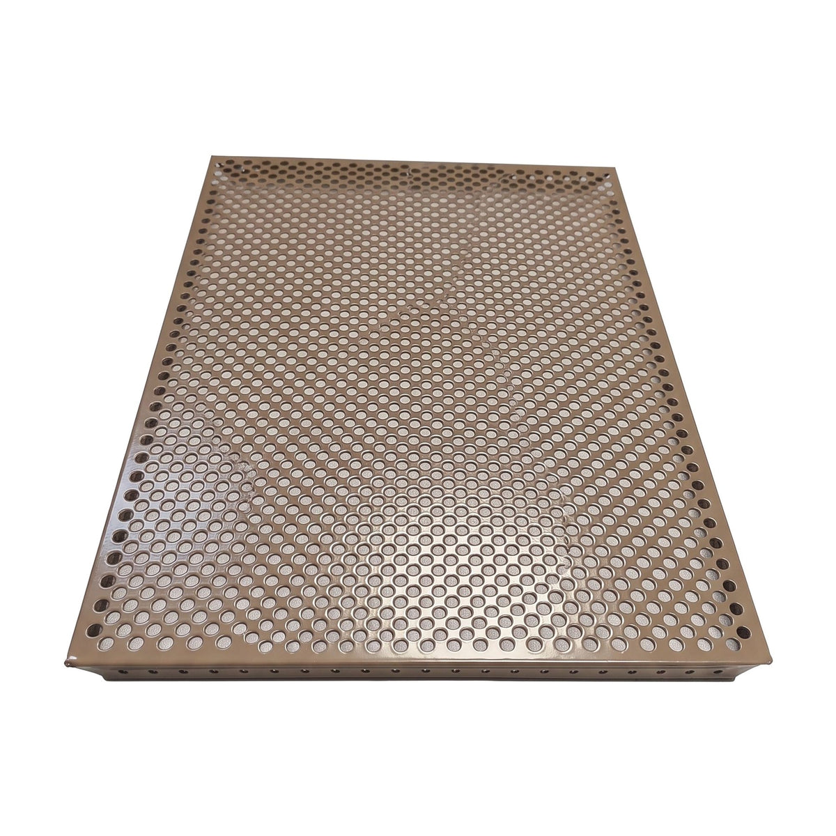 Pannello esterno forato Beige RAL 1019, vista angolare dall’alto