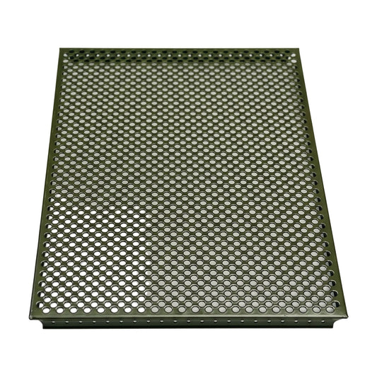 Tablette extérieure perforée Vert olive RAL 6003, vue de dessus