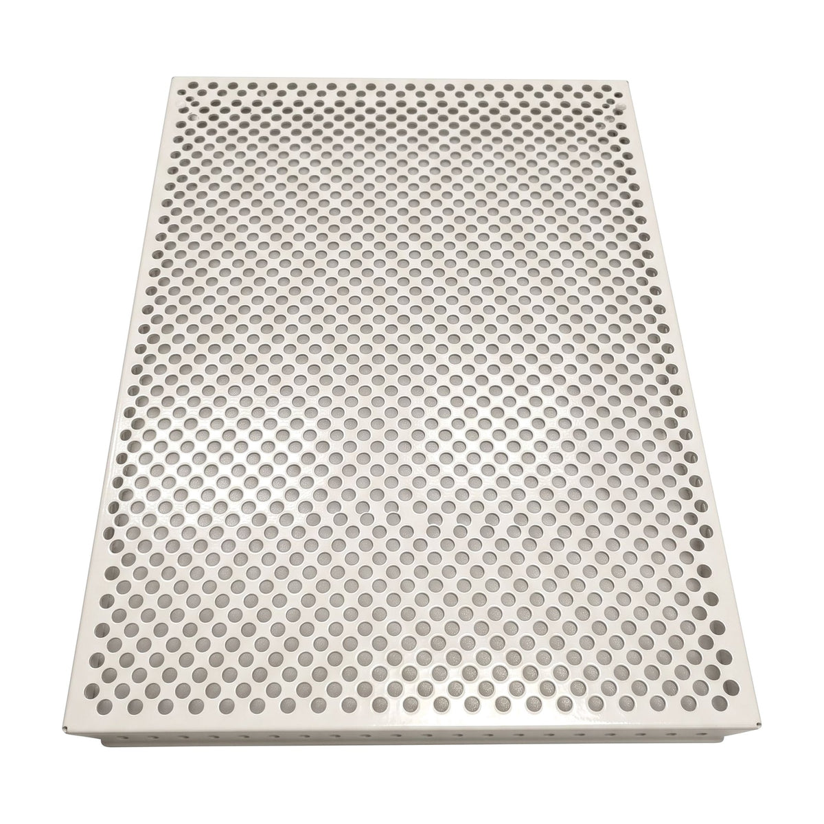 Tablette extérieure perforée Blanc pur RAL 9010, vue d’en haut