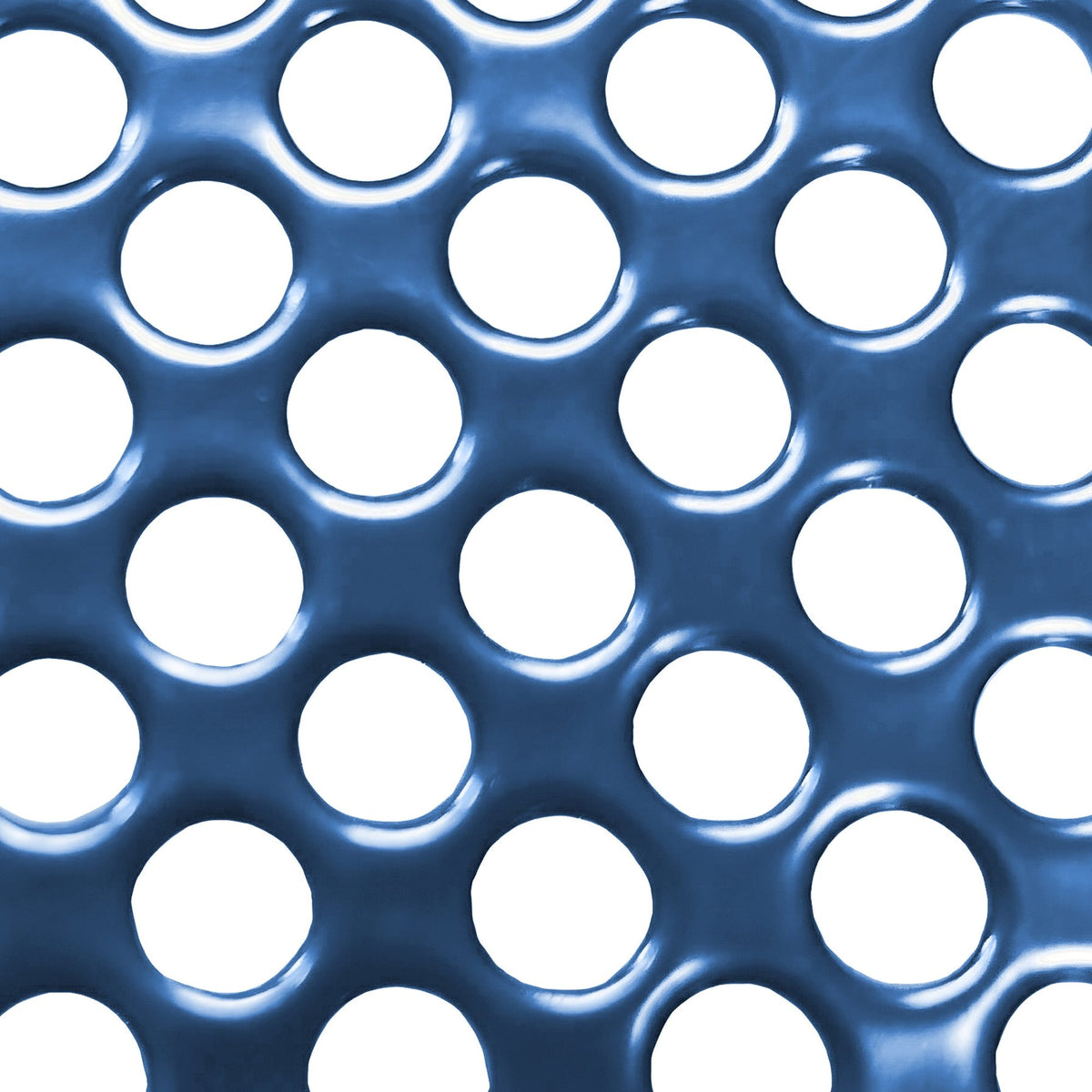 Tablette extérieure perforée Bleu acier RAL 5011, gros plan de la perforation ronde