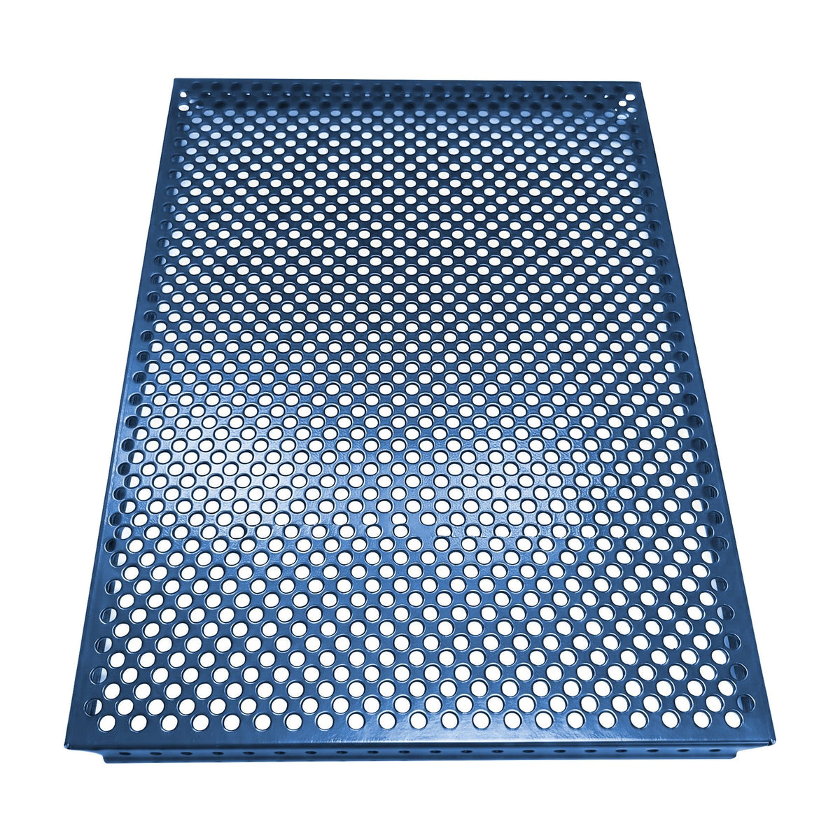 Tablette extérieure perforée Bleu acier RAL 5011, vue d’en haut